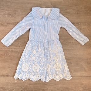 Bunny n Bloom Toddler Girl Striped Floral Button Down Dress Size 3-4